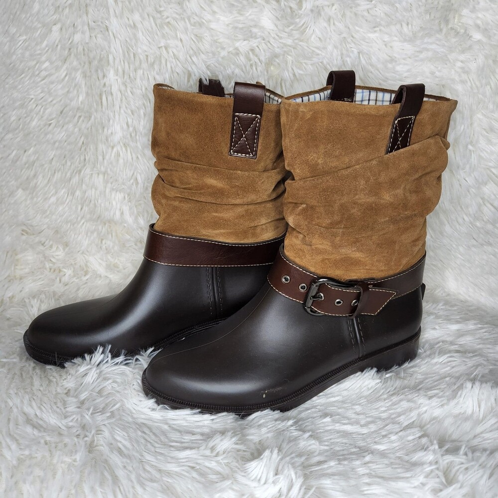 Anna Capri Brown Suede Scrunch Ankle Booties Size 6